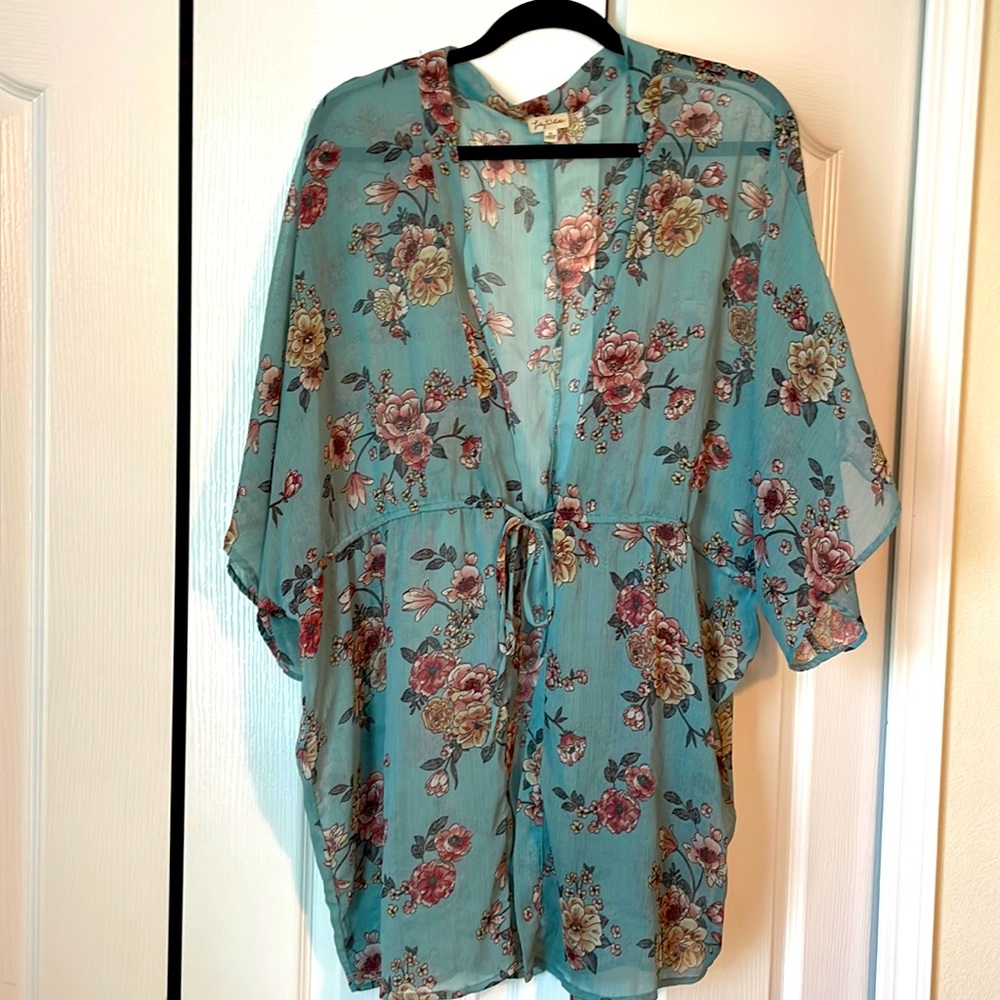 Sheer floral cardigan